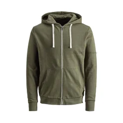 Men Olive Green Zip-up Hoodie | Soft & Comfortable Cotton Fleece Hoodie