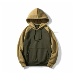 Men's Raglan Sleeves Colorblock Hoodies – Olive Green & Camel Pullover Sweatshirt