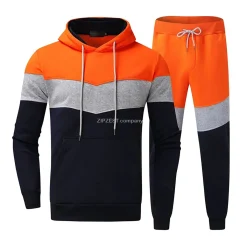 Custom Men Color-Block Pullover Hoodie & Jogger Sweatsuit Set