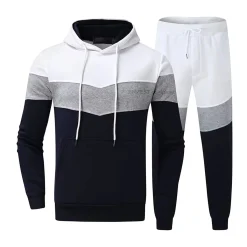 Men's Color-Block Hoodie and Joggers Sweatsuit Set