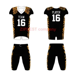 Custom Black & Orange Tiger Stripe American Football Uniform