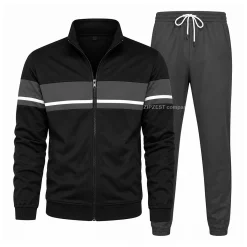 Premium Black & Charcoal Gray Color Block Tracksuit Set