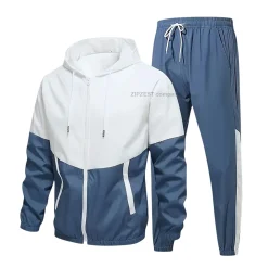 Men's Lightweight Color-Block Full-Zip Tracksuit Set