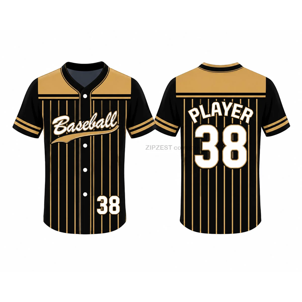 Black & Gold Pinstripe Baseball Jersey