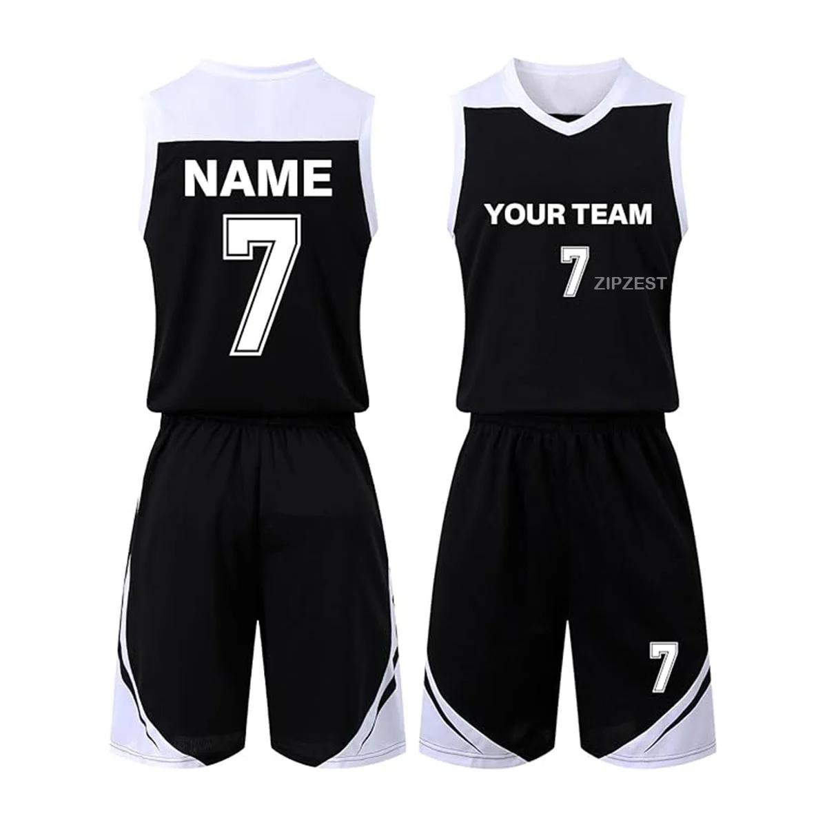 Custom Black & White Basketball Uniform Set