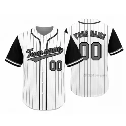 Custom White & Black Pinstripe Baseball Jersey