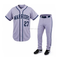 Gray Baseball Jersey & Pants Set Team Baseball Uniform