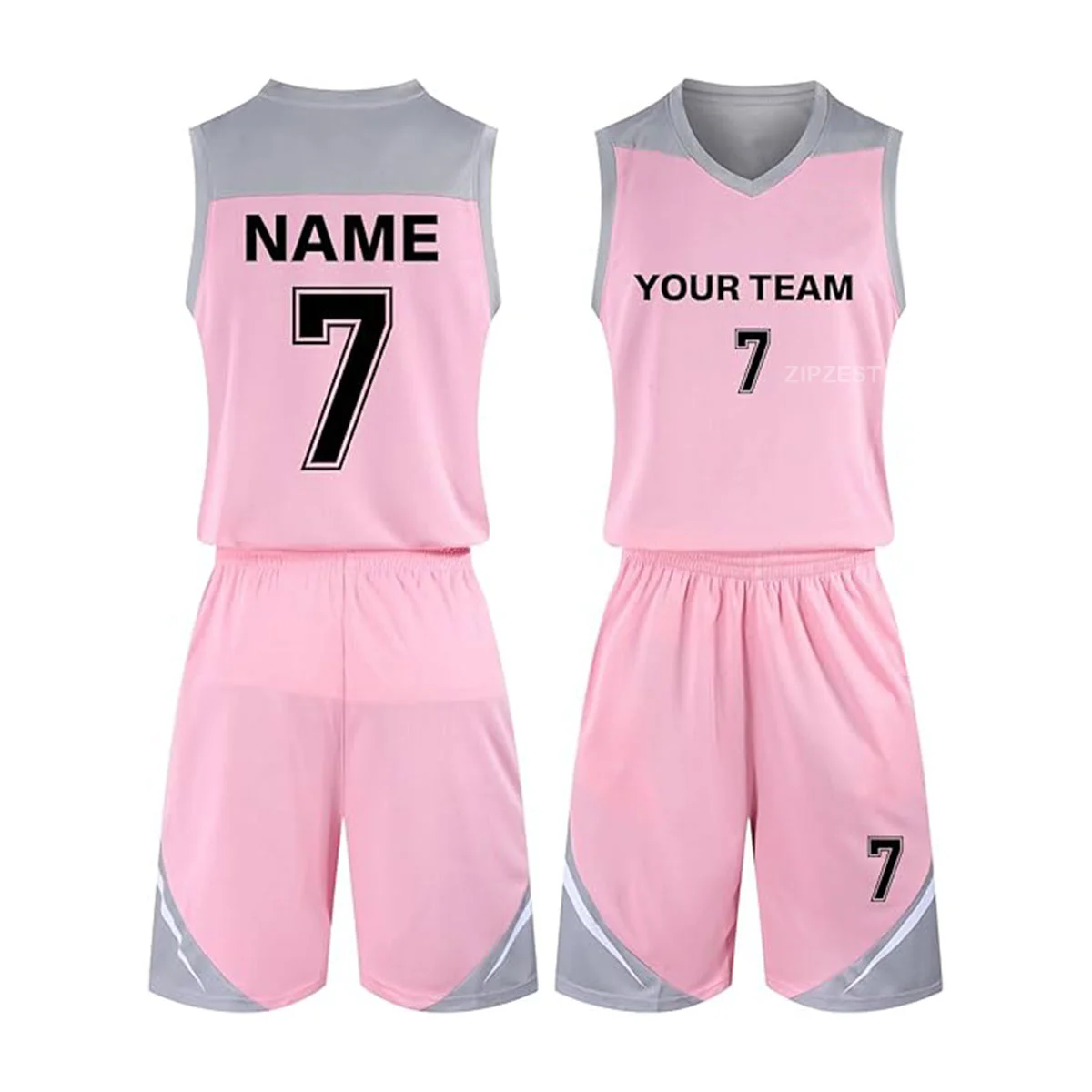 Pink & Gray Basketball Uniform