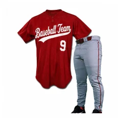 Red Baseball Jersey & Gray Pants Baseball Uniform