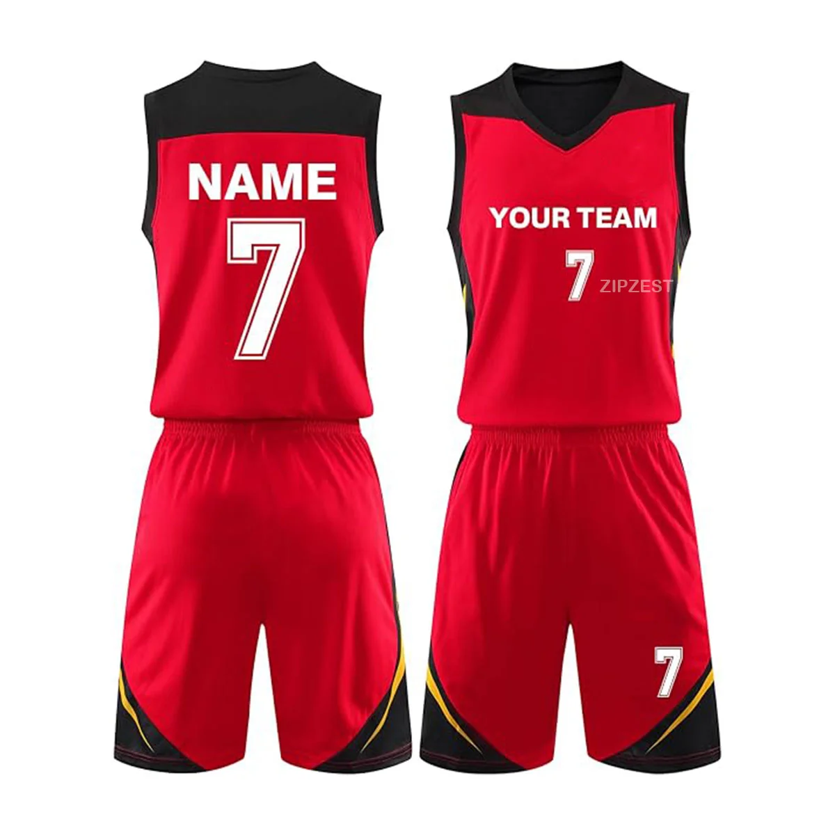 red and black basketball uniform