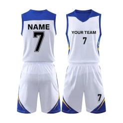 white and royal blue basketball uniform